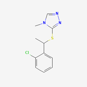 molecular formula C11H12ClN3S B7514411 3-[1-(2-Chlorophenyl)ethylsulfanyl]-4-methyl-1,2,4-triazole 
