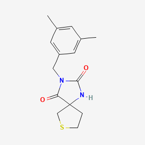 molecular formula C15H18N2O2S B7514491 3-[(3,5-Dimethylphenyl)methyl]-7-thia-1,3-diazaspiro[4.4]nonane-2,4-dione 