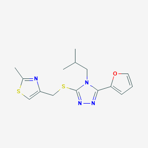 molecular formula C15H18N4OS2 B7514495 4-[[5-(Furan-2-yl)-4-(2-methylpropyl)-1,2,4-triazol-3-yl]sulfanylmethyl]-2-methyl-1,3-thiazole 