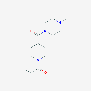 molecular formula C16H29N3O2 B7514522 1-[4-(4-Ethylpiperazine-1-carbonyl)piperidin-1-yl]-2-methylpropan-1-one 