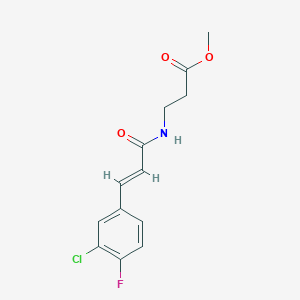molecular formula C13H13ClFNO3 B7514577 methyl 3-[[(E)-3-(3-chloro-4-fluorophenyl)prop-2-enoyl]amino]propanoate 