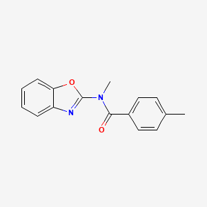 molecular formula C16H14N2O2 B7514681 N-(1,3-benzoxazol-2-yl)-N,4-dimethylbenzamide 