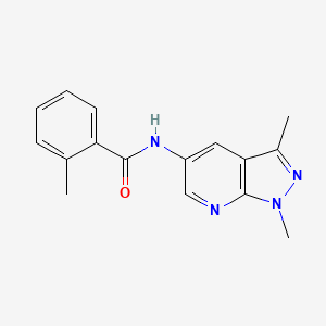 molecular formula C16H16N4O B7514694 N-(1,3-dimethylpyrazolo[3,4-b]pyridin-5-yl)-2-methylbenzamide 