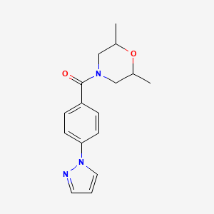 molecular formula C16H19N3O2 B7514696 (2,6-Dimethylmorpholin-4-yl)-(4-pyrazol-1-ylphenyl)methanone 