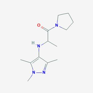 molecular formula C13H22N4O B7514709 1-Pyrrolidin-1-yl-2-[(1,3,5-trimethylpyrazol-4-yl)amino]propan-1-one 