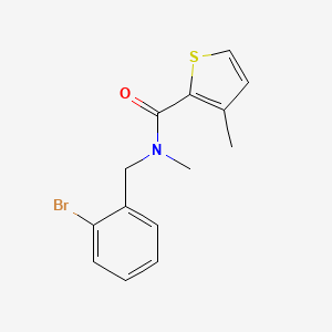 molecular formula C14H14BrNOS B7514739 N-[(2-bromophenyl)methyl]-N,3-dimethylthiophene-2-carboxamide 