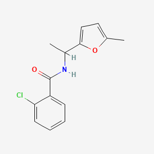 molecular formula C14H14ClNO2 B7514786 2-chloro-N-[1-(5-methylfuran-2-yl)ethyl]benzamide 