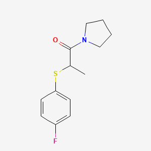 molecular formula C13H16FNOS B7514959 2-(4-Fluorophenyl)sulfanyl-1-pyrrolidin-1-ylpropan-1-one 