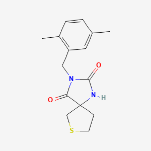 molecular formula C15H18N2O2S B7515015 3-[(2,5-Dimethylphenyl)methyl]-7-thia-1,3-diazaspiro[4.4]nonane-2,4-dione 