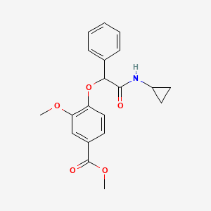 molecular formula C20H21NO5 B7515138 Methyl 4-[2-(cyclopropylamino)-2-oxo-1-phenylethoxy]-3-methoxybenzoate 