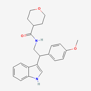 molecular formula C23H26N2O3 B7515208 N-[2-(1H-indol-3-yl)-2-(4-methoxyphenyl)ethyl]oxane-4-carboxamide 