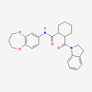 molecular formula C25H28N2O4 B7515229 N-(3,4-dihydro-2H-1,5-benzodioxepin-7-yl)-2-(2,3-dihydroindole-1-carbonyl)cyclohexane-1-carboxamide 