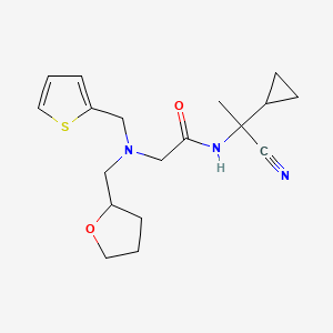 molecular formula C18H25N3O2S B7515440 N-(1-cyano-1-cyclopropylethyl)-2-{[(oxolan-2-yl)methyl][(thiophen-2-yl)methyl]amino}acetamide 