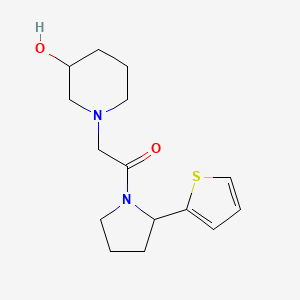molecular formula C15H22N2O2S B7515499 2-(3-Hydroxypiperidin-1-yl)-1-(2-thiophen-2-ylpyrrolidin-1-yl)ethanone 