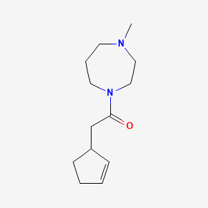 molecular formula C13H22N2O B7515537 2-Cyclopent-2-en-1-yl-1-(4-methyl-1,4-diazepan-1-yl)ethanone 