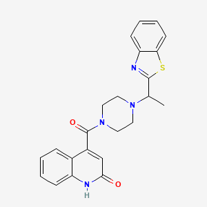 molecular formula C23H22N4O2S B7515557 4-[4-[1-(1,3-benzothiazol-2-yl)ethyl]piperazine-1-carbonyl]-1H-quinolin-2-one 