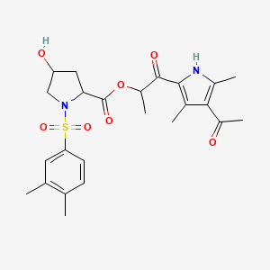 molecular formula C24H30N2O7S B7515589 [1-(4-acetyl-3,5-dimethyl-1H-pyrrol-2-yl)-1-oxopropan-2-yl] 1-(3,4-dimethylphenyl)sulfonyl-4-hydroxypyrrolidine-2-carboxylate 