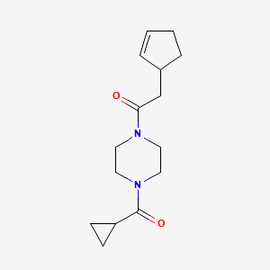 2-Cyclopent-2-en-1-yl-1-[4-(cyclopropanecarbonyl)piperazin-1-yl]ethanone