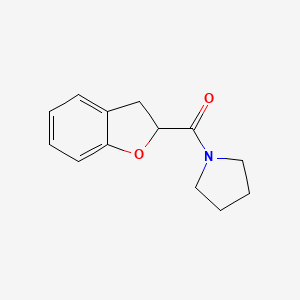 molecular formula C13H15NO2 B7515623 2,3-Dihydro-1-benzofuran-2-yl(pyrrolidin-1-yl)methanone 