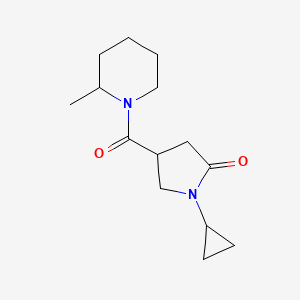 molecular formula C14H22N2O2 B7515728 1-Cyclopropyl-4-(2-methylpiperidine-1-carbonyl)pyrrolidin-2-one 
