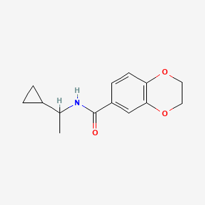 molecular formula C14H17NO3 B7515786 N-(1-cyclopropylethyl)-2,3-dihydro-1,4-benzodioxine-6-carboxamide 