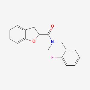 molecular formula C17H16FNO2 B7515891 N-[(2-fluorophenyl)methyl]-N-methyl-2,3-dihydro-1-benzofuran-2-carboxamide 