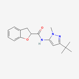 molecular formula C17H21N3O2 B7515942 N-(5-tert-butyl-2-methylpyrazol-3-yl)-2,3-dihydro-1-benzofuran-2-carboxamide 