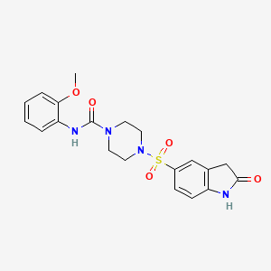 molecular formula C20H22N4O5S B7515968 N-(2-methoxyphenyl)-4-[(2-oxo-1,3-dihydroindol-5-yl)sulfonyl]piperazine-1-carboxamide 