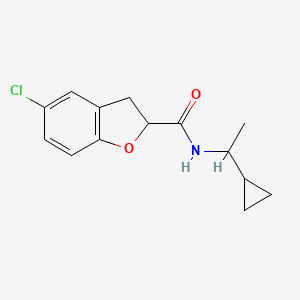 molecular formula C14H16ClNO2 B7515986 5-chloro-N-(1-cyclopropylethyl)-2,3-dihydro-1-benzofuran-2-carboxamide 