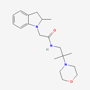 molecular formula C19H29N3O2 B7516010 2-(2-methyl-2,3-dihydroindol-1-yl)-N-(2-methyl-2-morpholin-4-ylpropyl)acetamide 