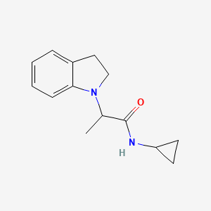 molecular formula C14H18N2O B7516082 N-cyclopropyl-2-(2,3-dihydroindol-1-yl)propanamide 