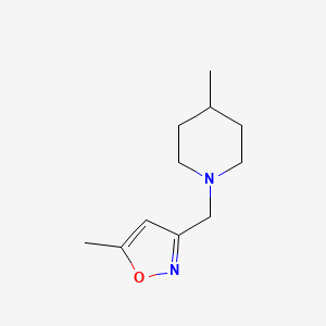 molecular formula C11H18N2O B7516089 5-Methyl-3-[(4-methylpiperidin-1-yl)methyl]-1,2-oxazole 