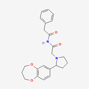 molecular formula C23H26N2O4 B7516142 N-[2-[2-(3,4-dihydro-2H-1,5-benzodioxepin-7-yl)pyrrolidin-1-yl]acetyl]-2-phenylacetamide 