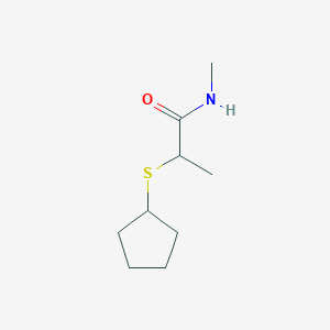 molecular formula C9H17NOS B7516154 2-cyclopentylsulfanyl-N-methylpropanamide 