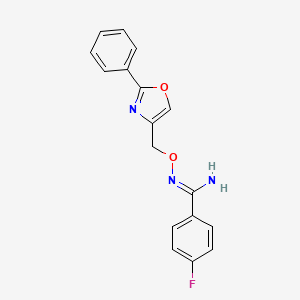 molecular formula C17H14FN3O2 B7516240 4-fluoro-N'-[(2-phenyl-1,3-oxazol-4-yl)methoxy]benzenecarboximidamide 