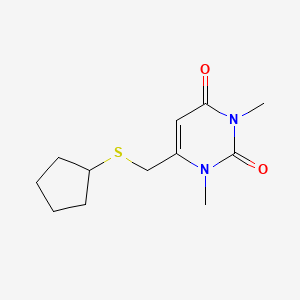 molecular formula C12H18N2O2S B7516327 6-(Cyclopentylsulfanylmethyl)-1,3-dimethylpyrimidine-2,4-dione 