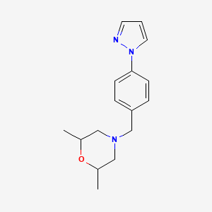 molecular formula C16H21N3O B7516349 2,6-Dimethyl-4-[(4-pyrazol-1-ylphenyl)methyl]morpholine 