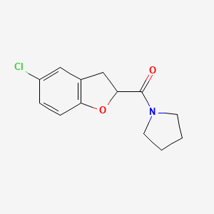 molecular formula C13H14ClNO2 B7516350 (5-Chloro-2,3-dihydro-1-benzofuran-2-yl)-pyrrolidin-1-ylmethanone 