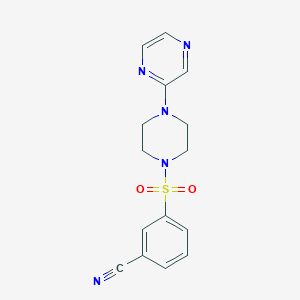 molecular formula C15H15N5O2S B7516428 3-(4-Pyrazin-2-ylpiperazin-1-yl)sulfonylbenzonitrile 