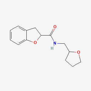 molecular formula C14H17NO3 B7516459 N-(oxolan-2-ylmethyl)-2,3-dihydro-1-benzofuran-2-carboxamide 