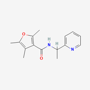 molecular formula C15H18N2O2 B7516469 2,4,5-trimethyl-N-(1-pyridin-2-ylethyl)furan-3-carboxamide 
