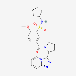 molecular formula C23H27N5O4S B7516530 N-cyclopentyl-2-methoxy-5-[2-([1,2,4]triazolo[4,3-a]pyridin-3-yl)pyrrolidine-1-carbonyl]benzenesulfonamide 