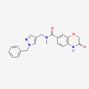 molecular formula C21H20N4O3 B7516631 N-[(1-benzylpyrazol-4-yl)methyl]-N-methyl-3-oxo-4H-1,4-benzoxazine-7-carboxamide 