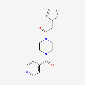 molecular formula C17H21N3O2 B7516640 2-Cyclopent-2-en-1-yl-1-[4-(pyridine-4-carbonyl)piperazin-1-yl]ethanone 