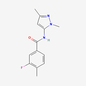 molecular formula C13H14FN3O B7516645 N-(2,5-dimethylpyrazol-3-yl)-3-fluoro-4-methylbenzamide 