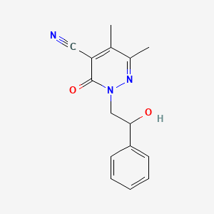 molecular formula C15H15N3O2 B7516763 2-(2-Hydroxy-2-phenylethyl)-5,6-dimethyl-3-oxopyridazine-4-carbonitrile 
