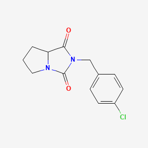 molecular formula C13H13ClN2O2 B7516779 2-[(4-Chlorophenyl)methyl]-5,6,7,7a-tetrahydropyrrolo[1,2-c]imidazole-1,3-dione 