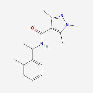 molecular formula C16H21N3O B7516788 1,3,5-trimethyl-N-[1-(2-methylphenyl)ethyl]pyrazole-4-carboxamide 