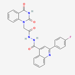 molecular formula C26H18FN5O4 B7516811 N'-[2-(2,4-dioxoquinazolin-1-yl)acetyl]-2-(4-fluorophenyl)quinoline-4-carbohydrazide 