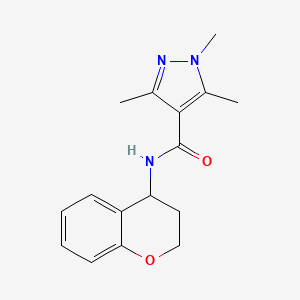 molecular formula C16H19N3O2 B7516829 N-(3,4-dihydro-2H-chromen-4-yl)-1,3,5-trimethylpyrazole-4-carboxamide 